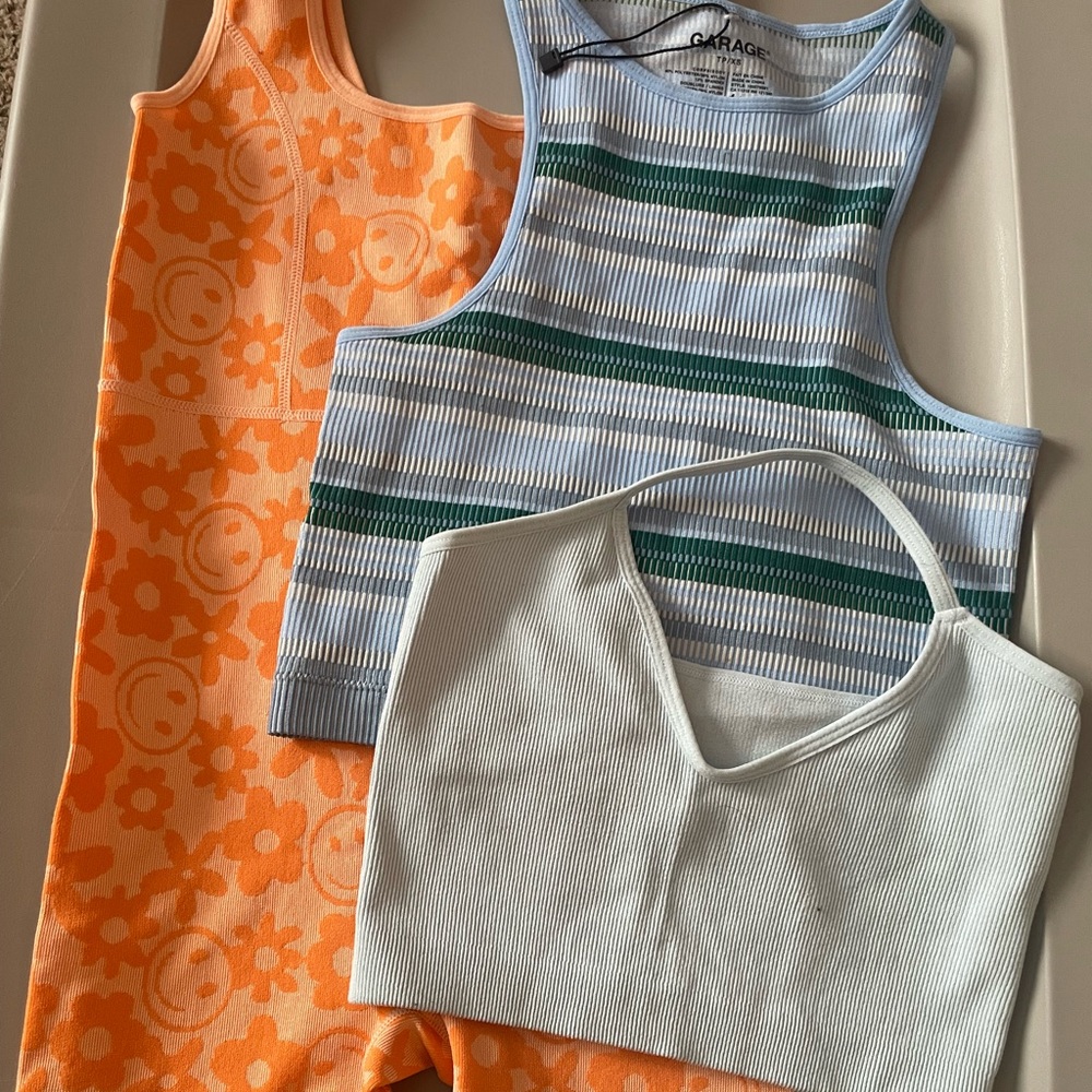 BUNDLE: spandex romper and crop tops